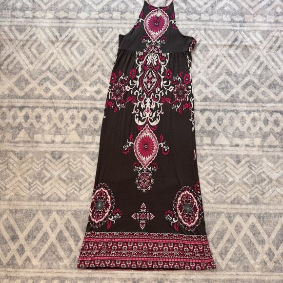 INC International Concepts Maxi Dress Large Beaded Paisley Brown Pink White Boho - Picture 9 of 9